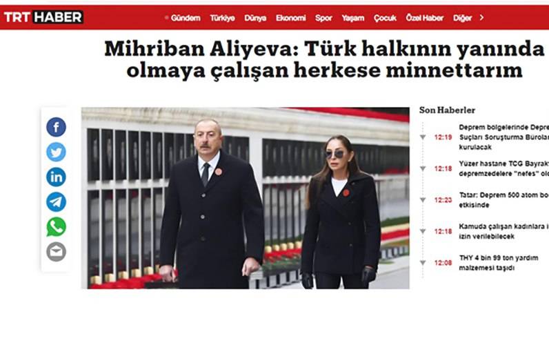  Mehriban Əliyevanın paylaşımı Türkiyə mediasının gündəmində - FOTO  