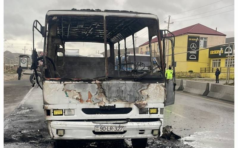  Bakıda sərnişin avtobusu yandı - ANBAAN VİDEO 