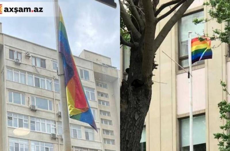  Bakıda səfirlik binasından LGBT bayrağı asıldı — FOTOLAR  