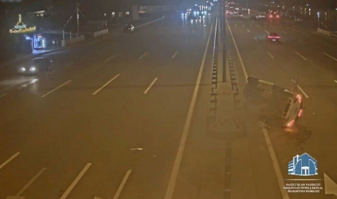  Aeroport şosesində baş verən qəzanın - Anbaan videosu  