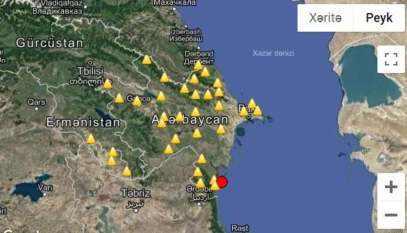  Xəzərdə zəlzələ oldu  