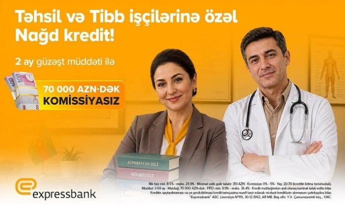  Tibb və təhsil işçilərinə güzəştli kredit imkanı – illik 8,5%-dən  