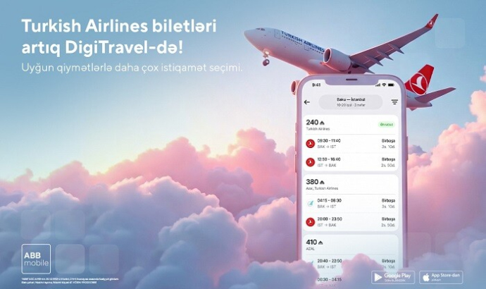  THY-yə biletlər DigiTravel-lə ABB mobile tətbiqində!  