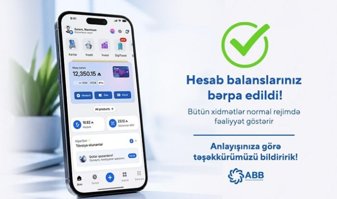  Müştərilərin hesab balansları bərpa edildi - ABB  